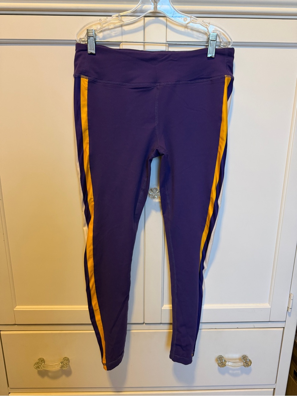 Vikings!!!! Mn Vikings! Purple Leggings with Gold Side Stripe for Women